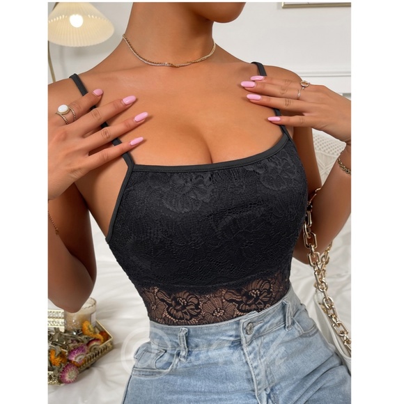 Butterfly Back Black Lace Cami Top - Picture 4 of 7